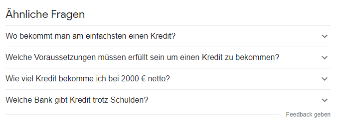 Screenshot: Ähnliche Fragen bei Google