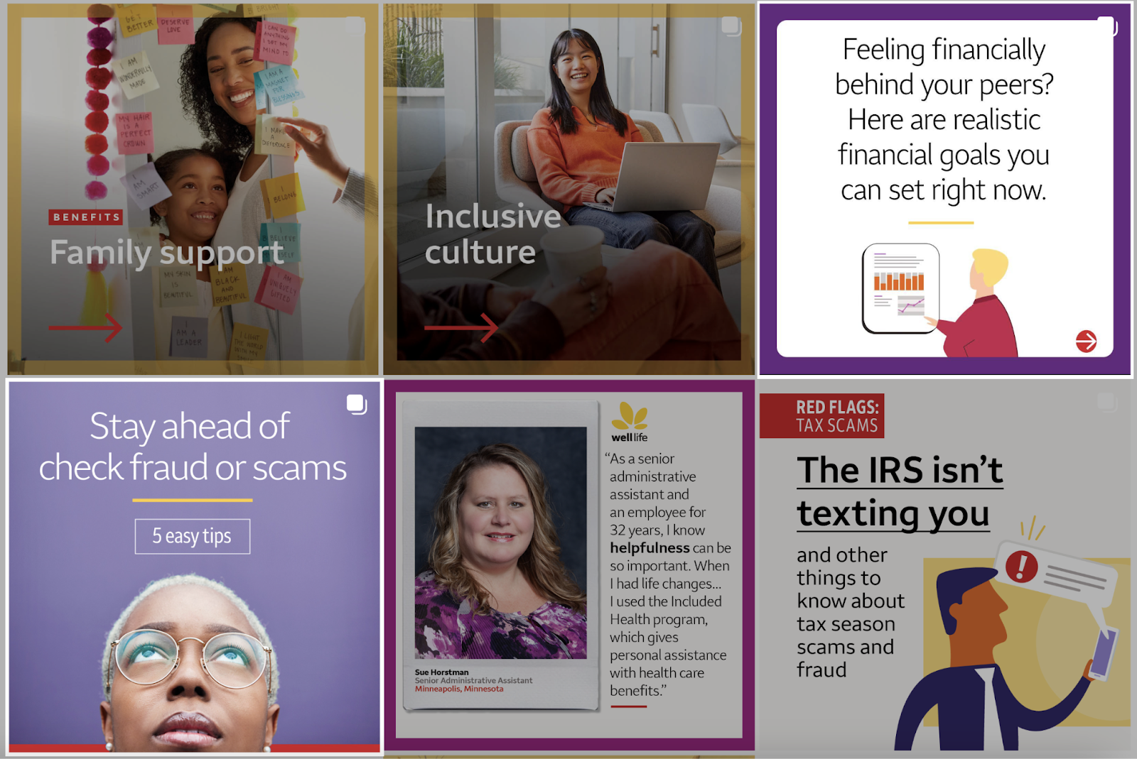 Wells Fargo instagram post with educational content highlighted