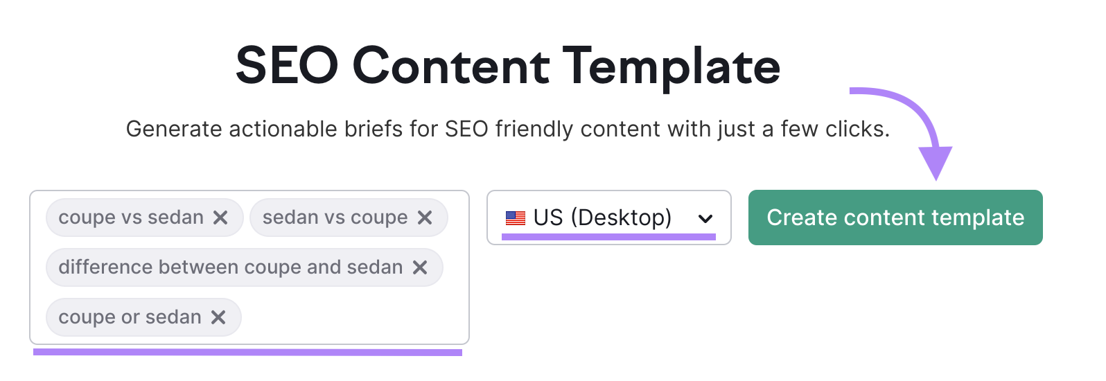 Semrush’s SEO Content Template tool