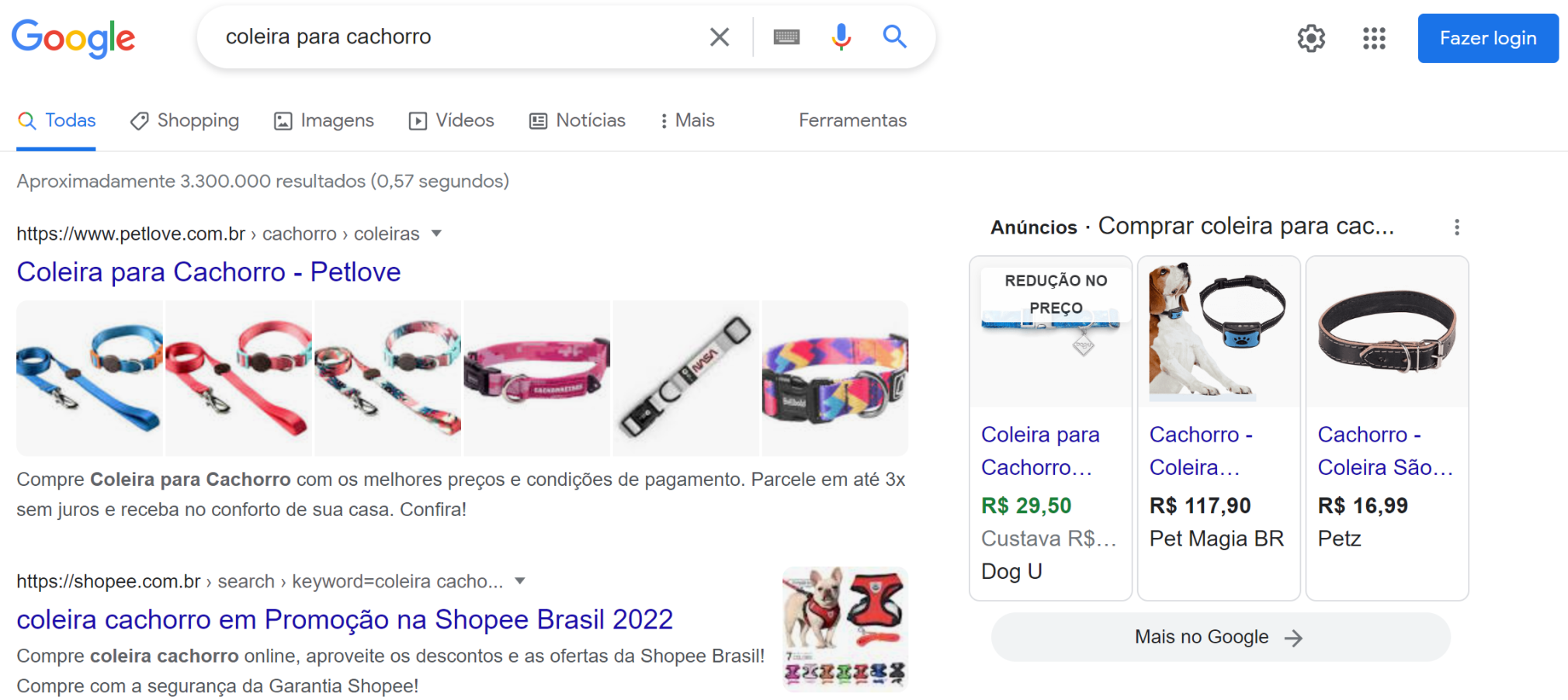 o que são palavras-chave - exemplo intenção de busca comercial