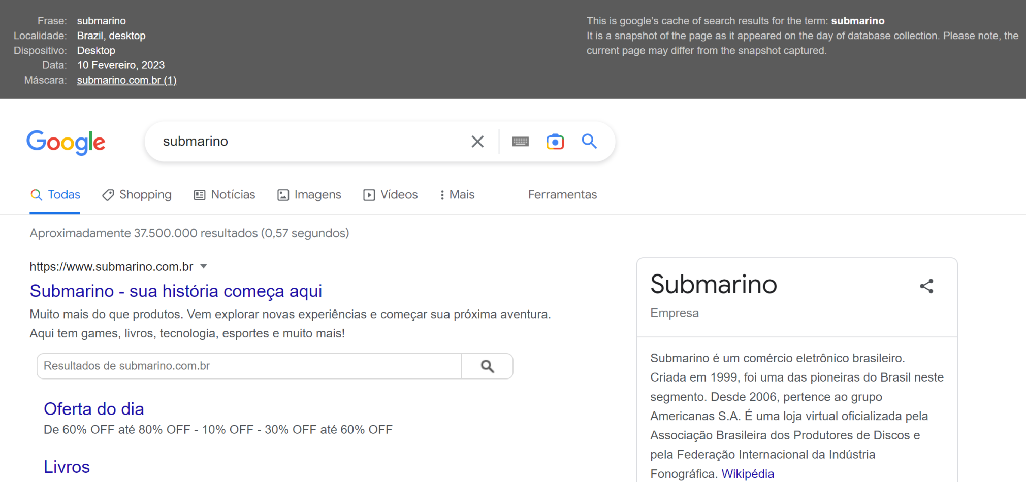 pré-visualização da serp na ferramenta