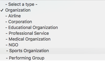 organization schema values