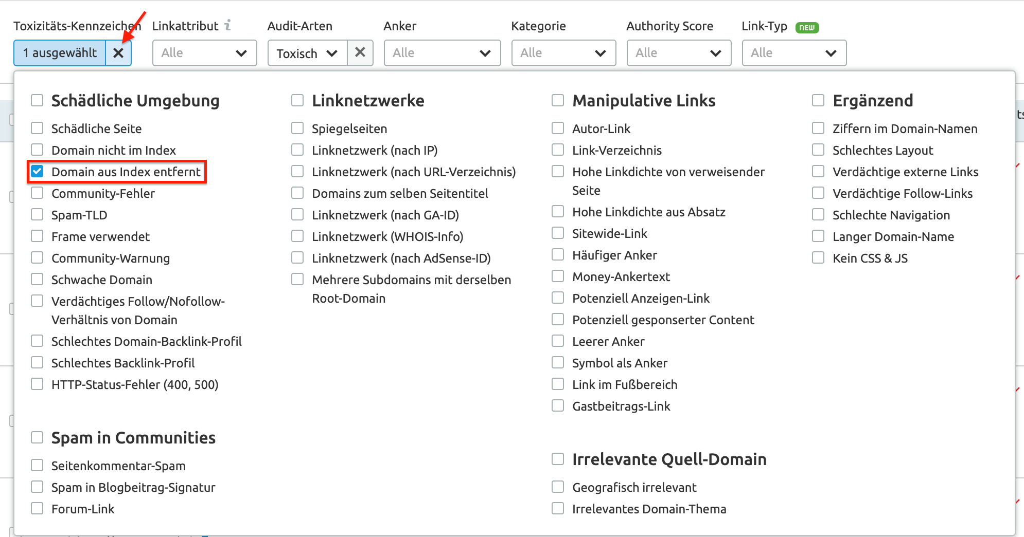 Backlink-Audit: Toxizitäts-Kennzeichen