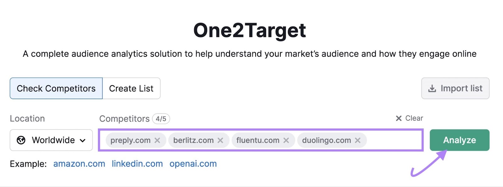 one2target hunt  surface  with preply.com, berlitz.com, fluentu.com and duolingo.com listed arsenic  competitors