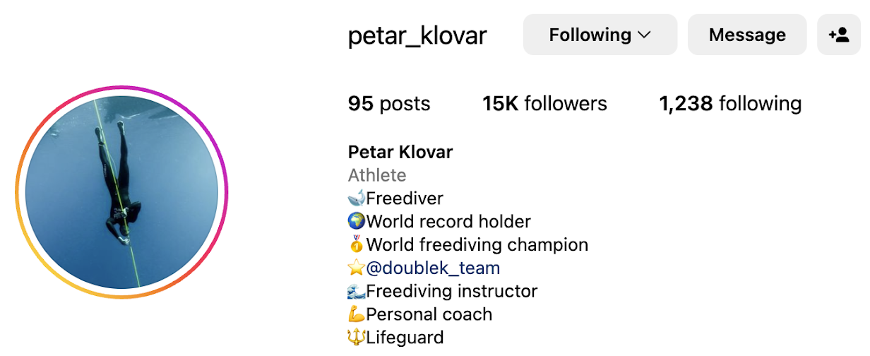 Petar Klovar's Instagram profile