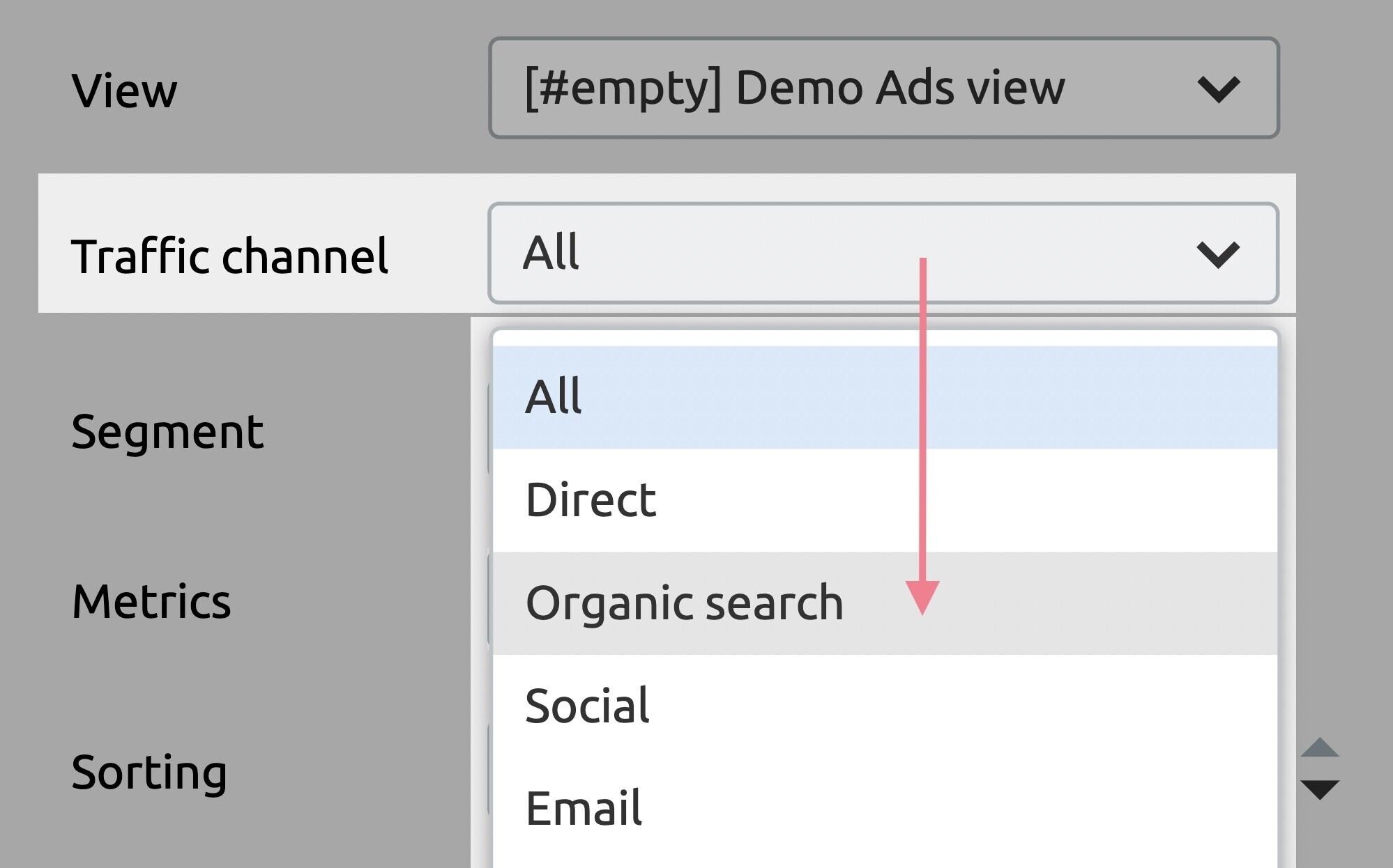 รายงานช่องการเข้าชมการค้นหาทั่วไปของ Google Analytics การเปิดดูหน้าเว็บยอดนิยม