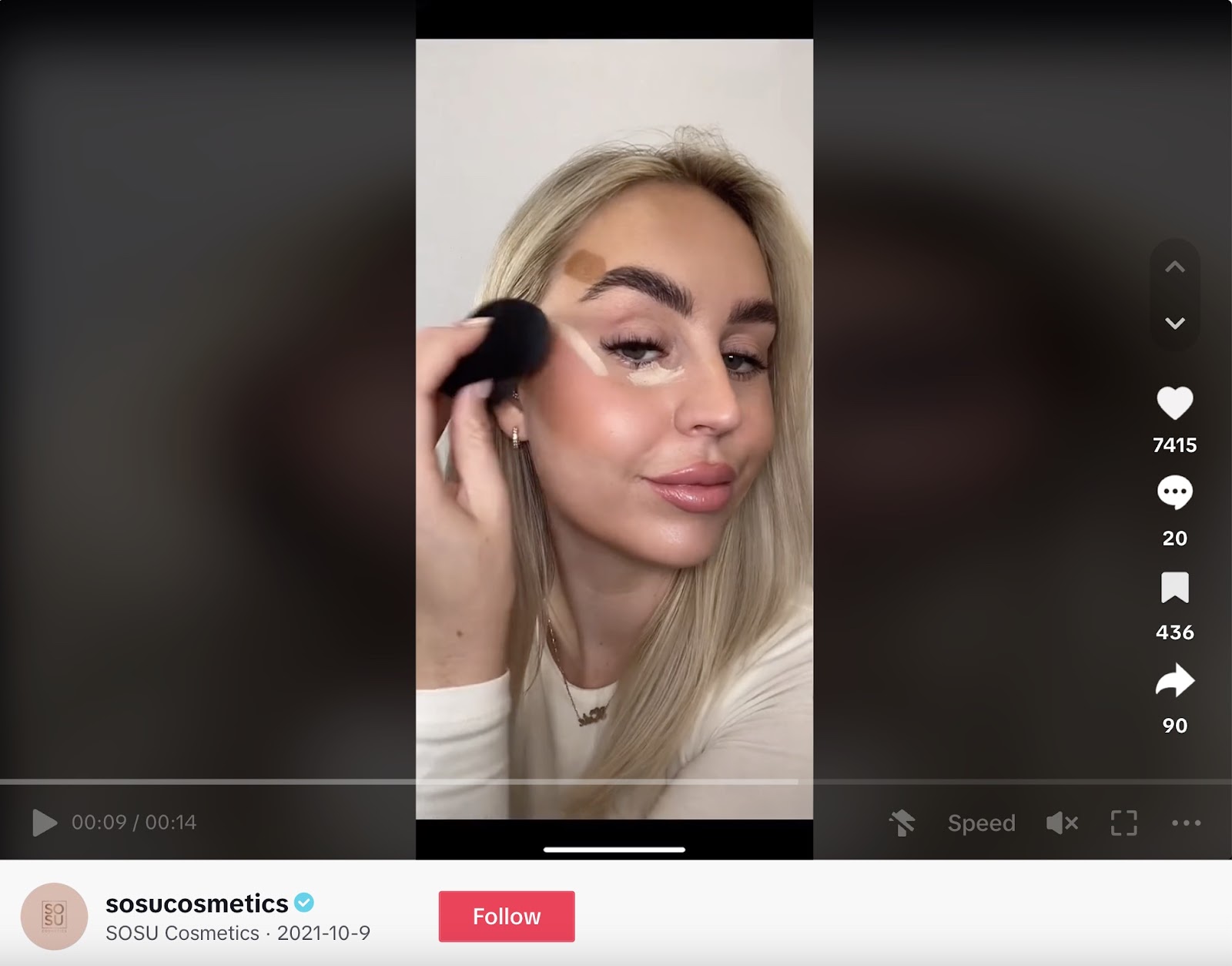 person utilizing quality   blender connected  highlighter and contour successful  tiktok video tutorial
