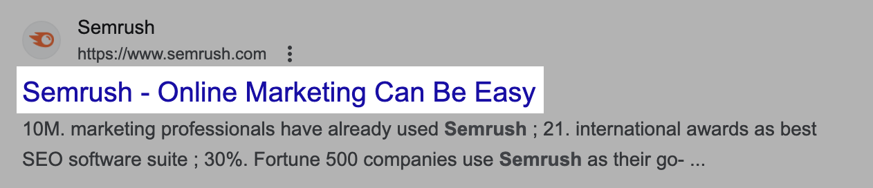 "Semrush - Online Marketing Can Be Easy" homepage title