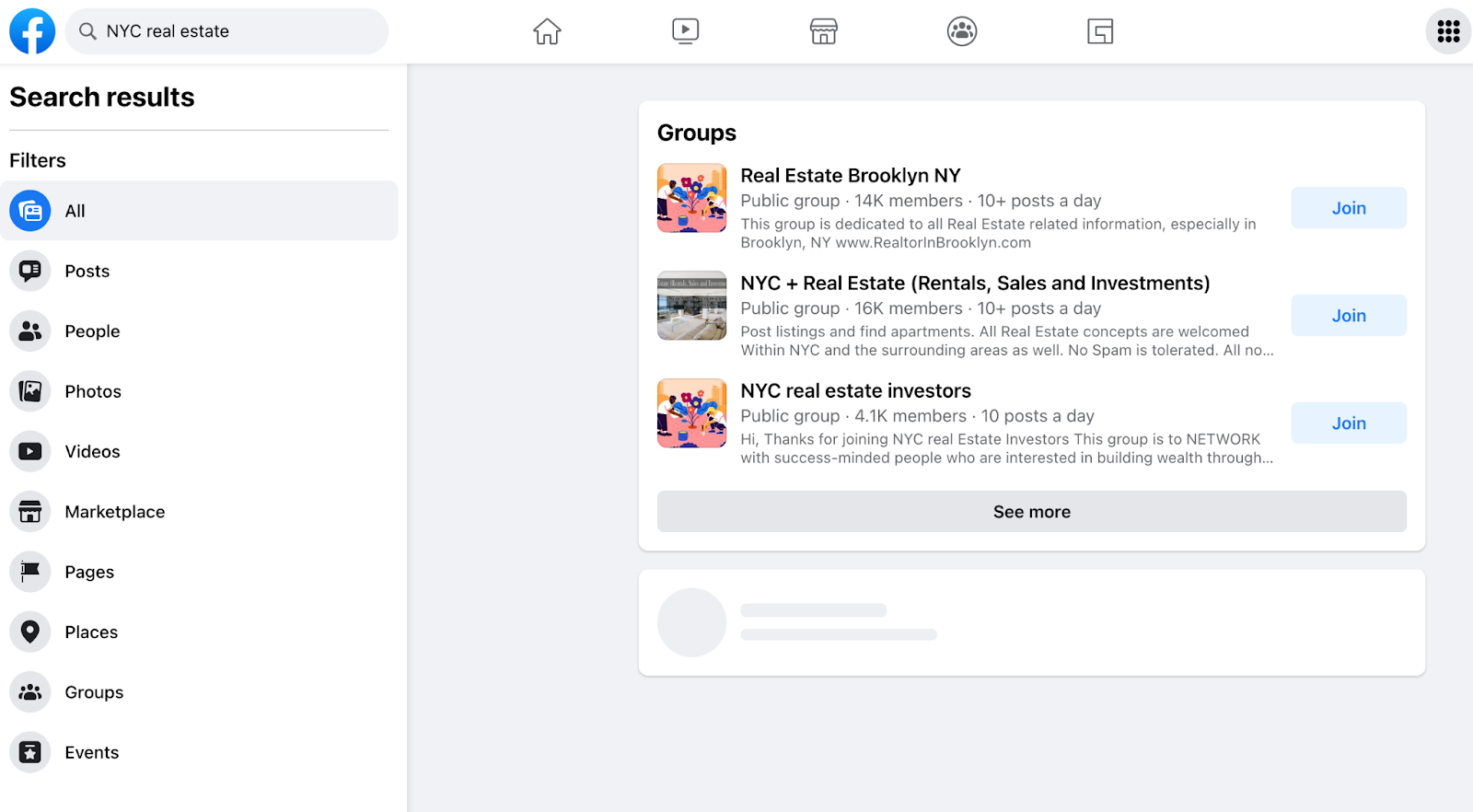 finding relevant real estate groups on Facebook