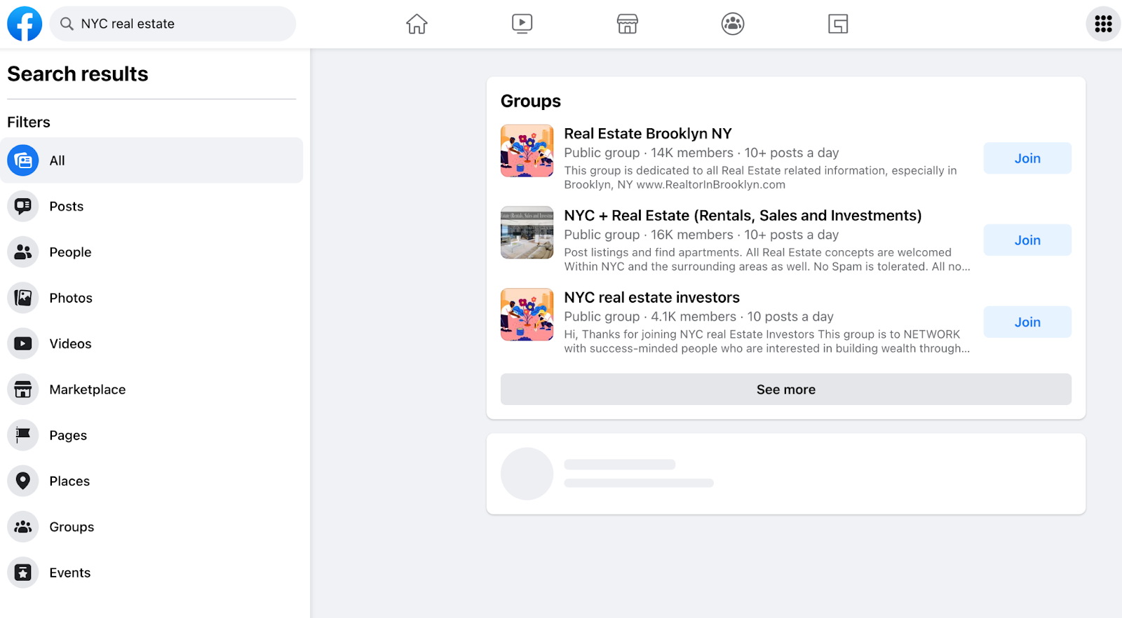 finding applicable  existent  property  groups connected  Facebook