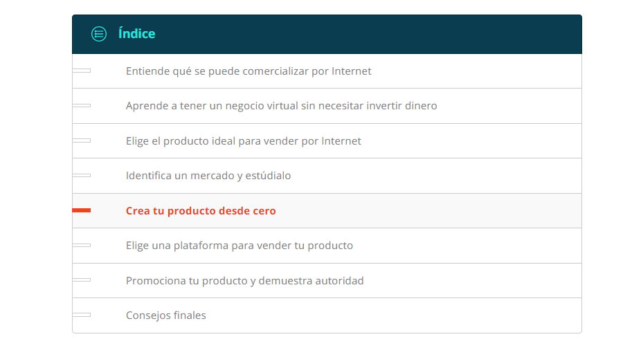 Pérdida de posicionamiento en Google - Ejemplo de un índice en un blog post