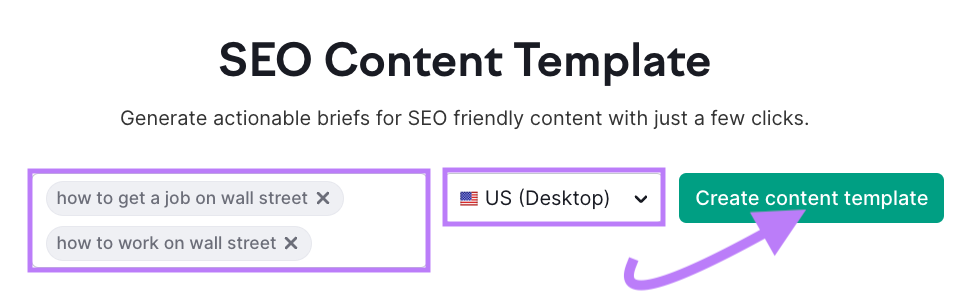 SEO Content Template tool