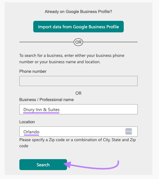 Business data entered into a form