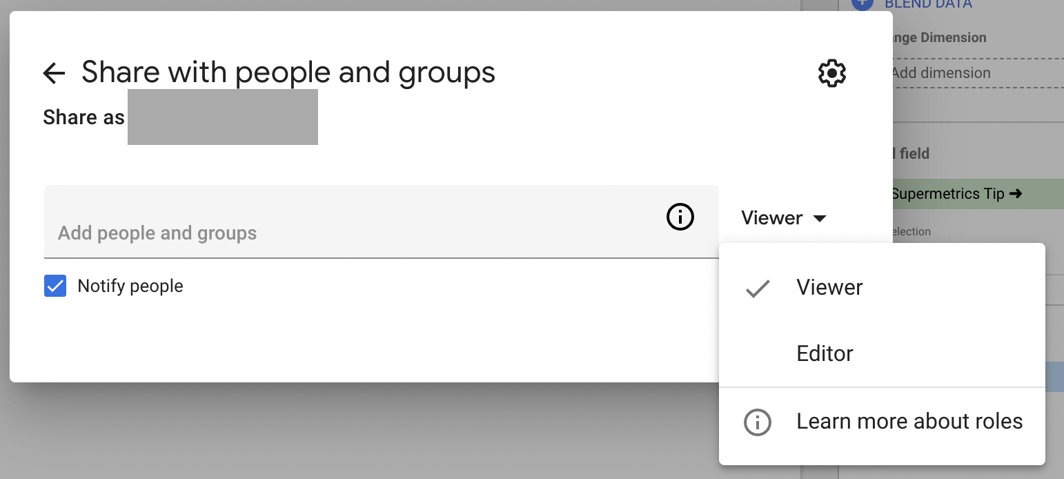 "Share with people and groups" pop-up