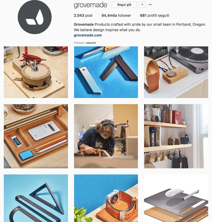 Seguire su Instagram: account di Grovemade