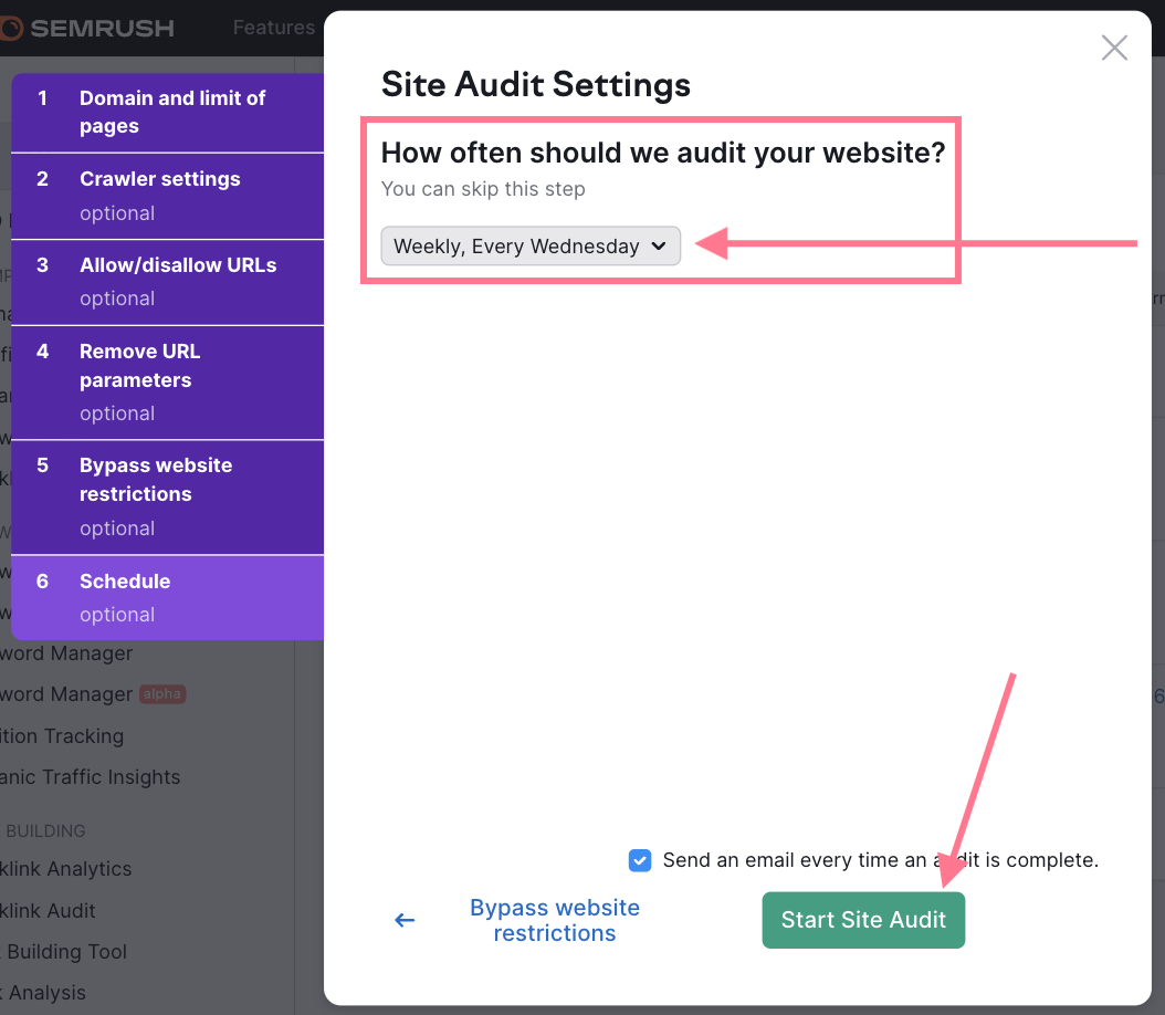 Schedule the audit to run automatically