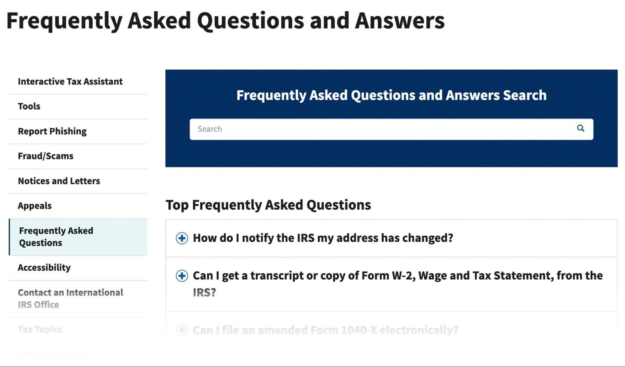 IRS faq