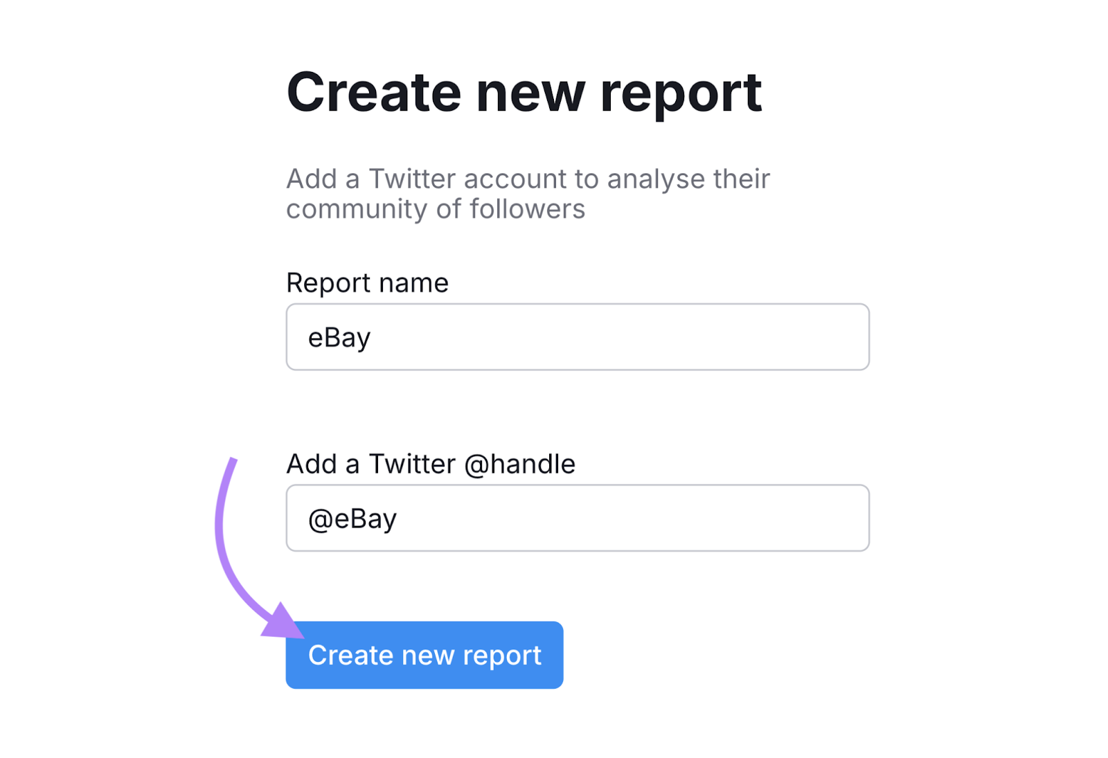 create new report screen