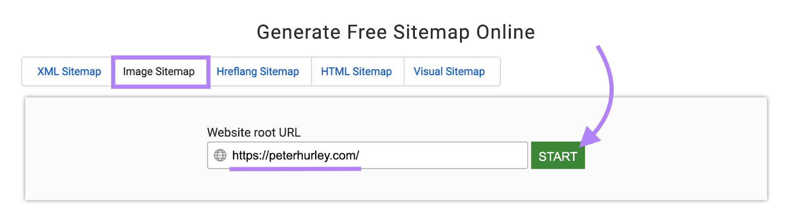 Photographer's website URL is added to the image sitemap generator tool.