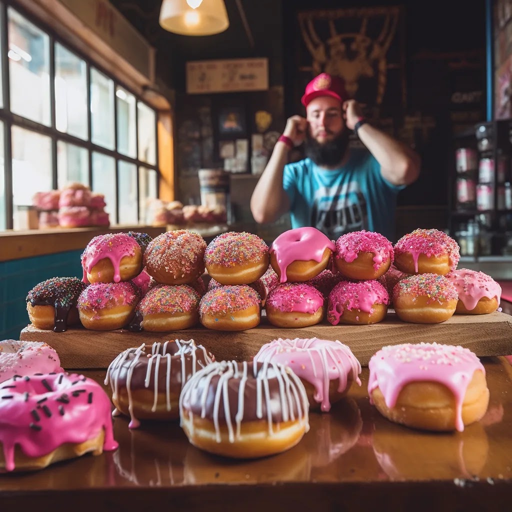 An image created using Midjourney for a doughnut shop based in Chicago