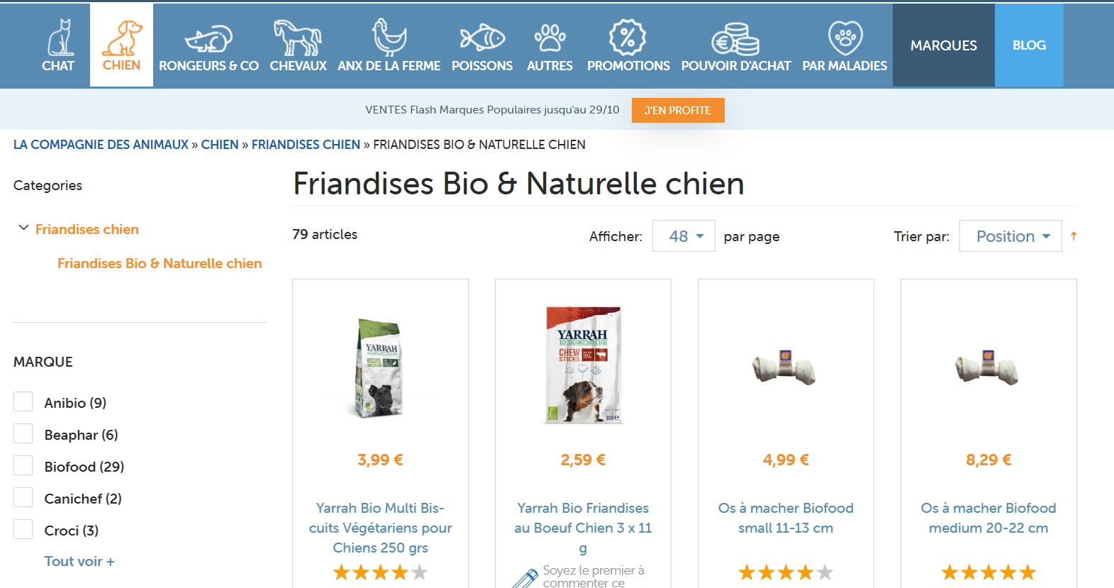 Page catégorie Friandise naturelle & bio chien