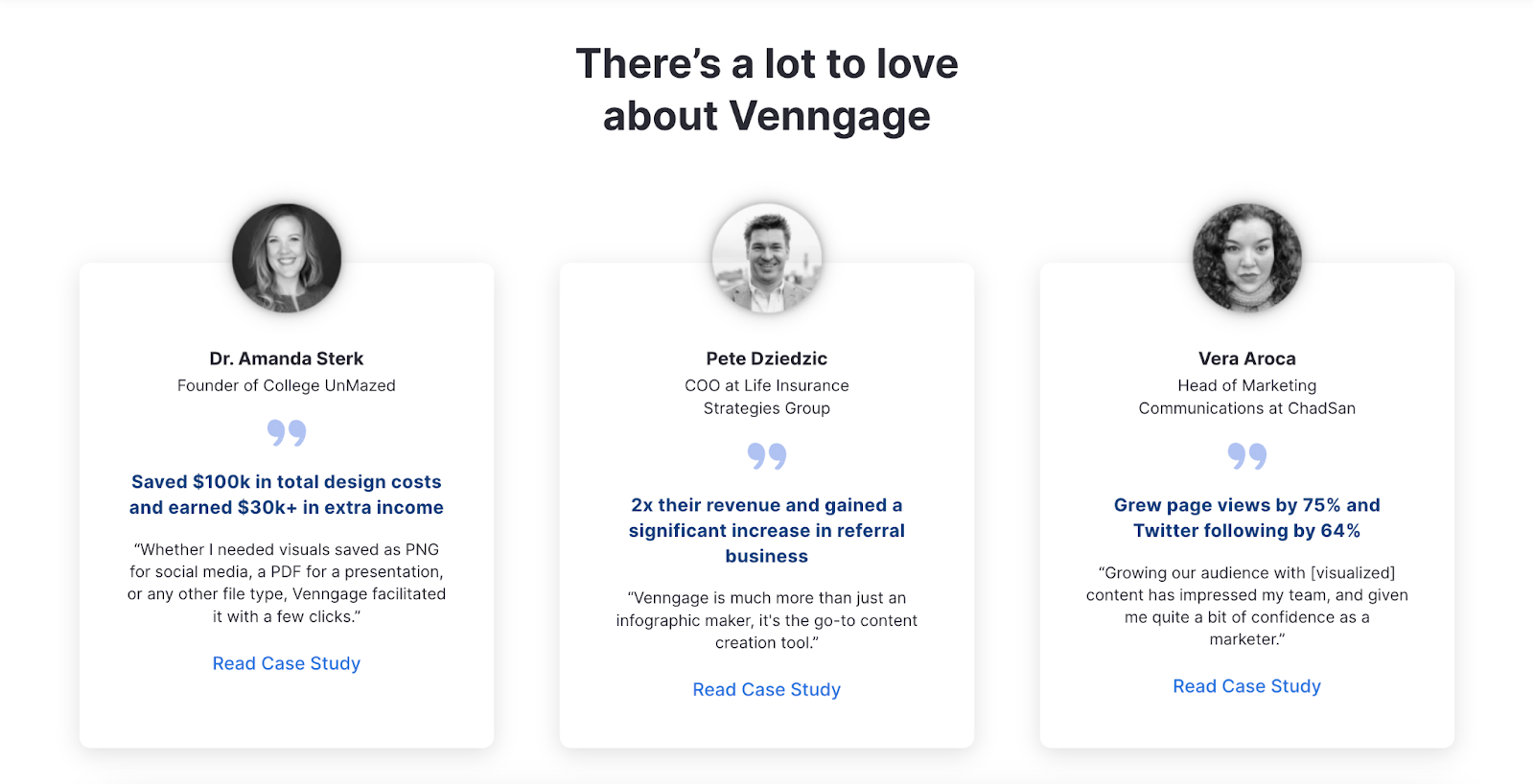 three venngage customer testimonials