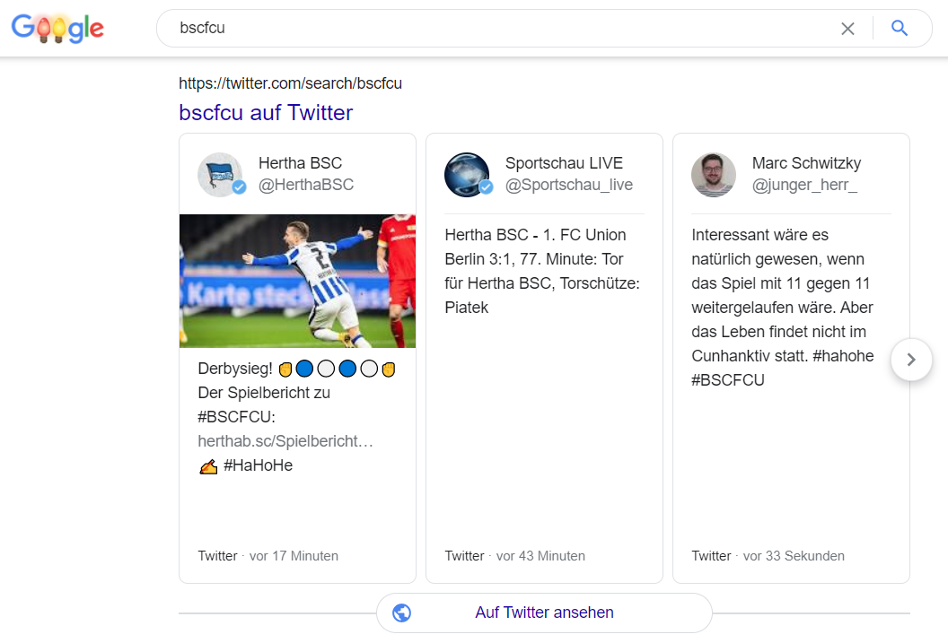 SERP-Funktion Twitter