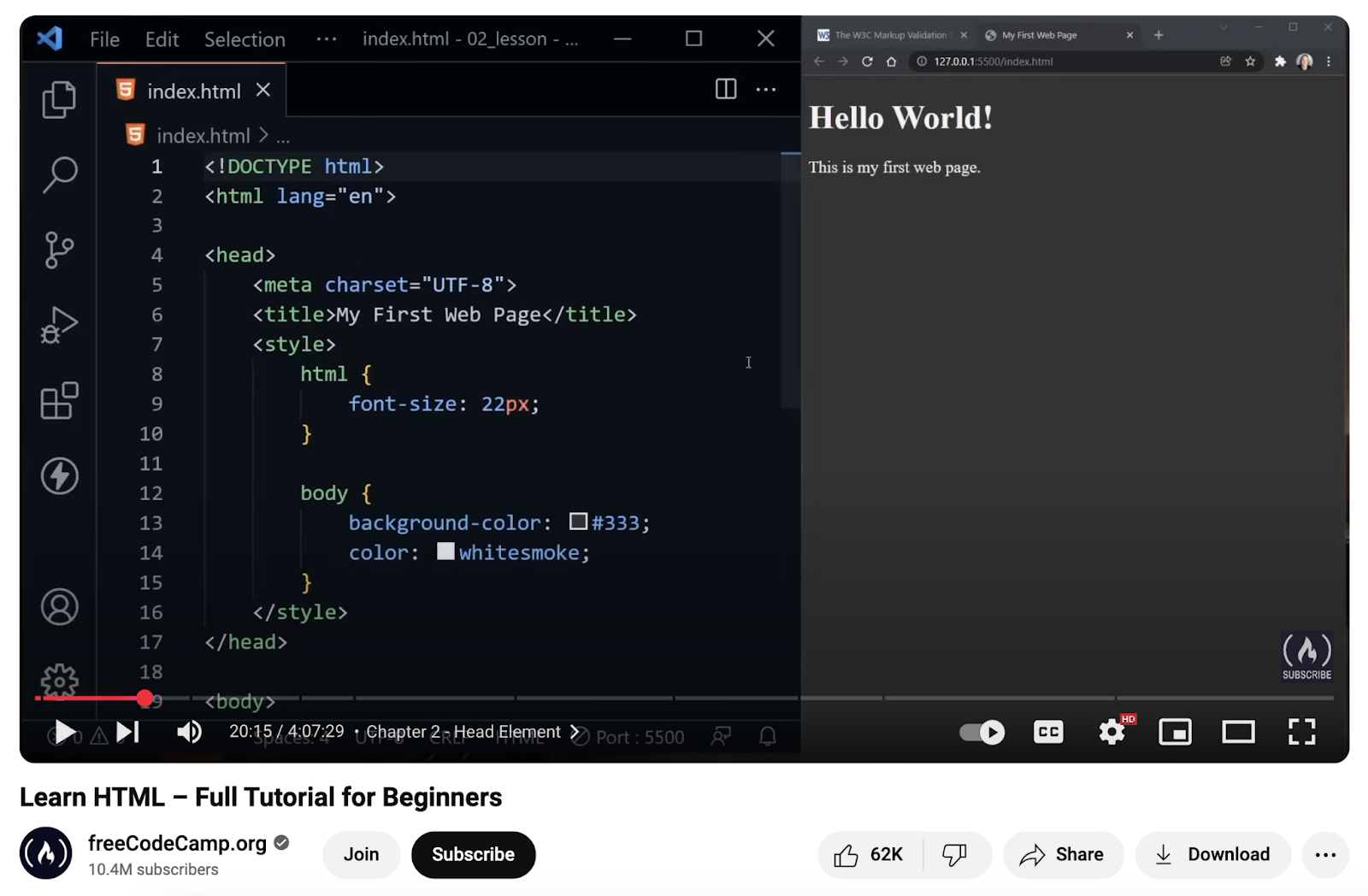 HTML tutorial connected YouTube walks done nan process.