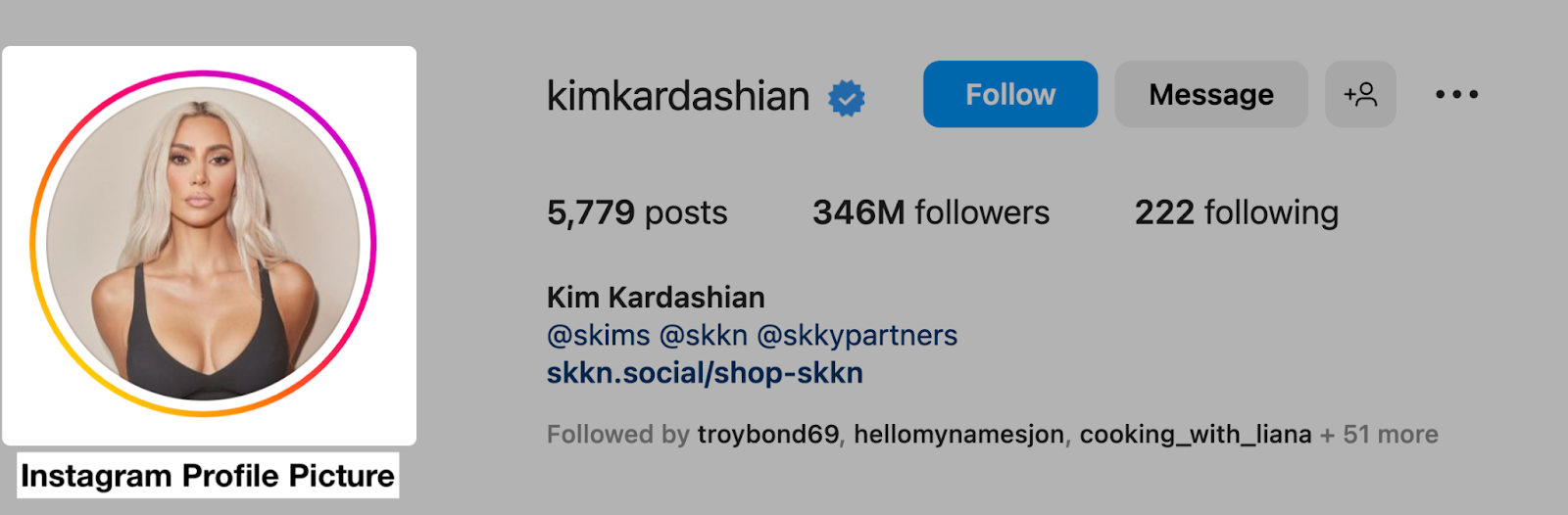 foto de perfil de instagram de kimkardashian