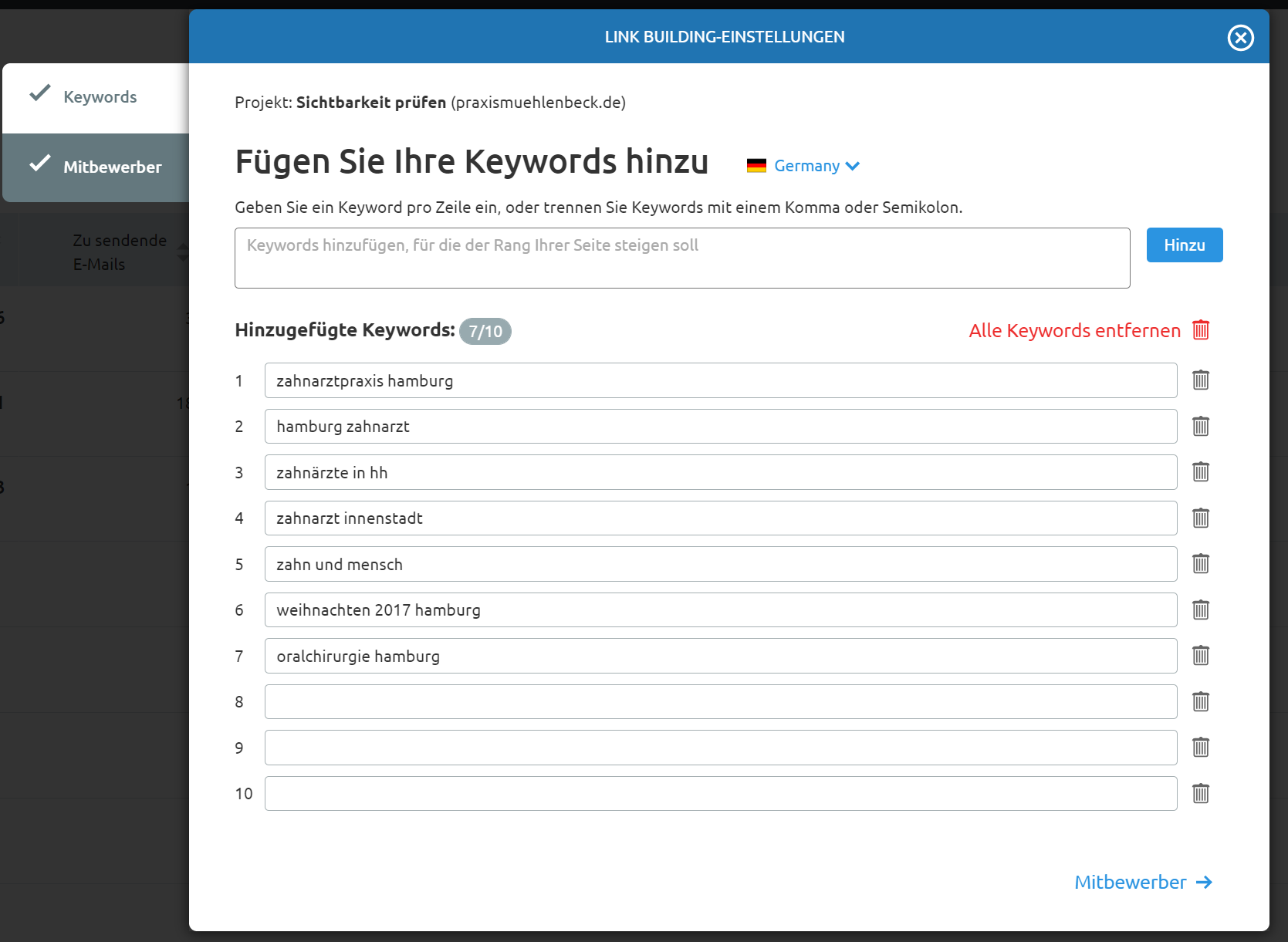 Link Building Tool Keywords