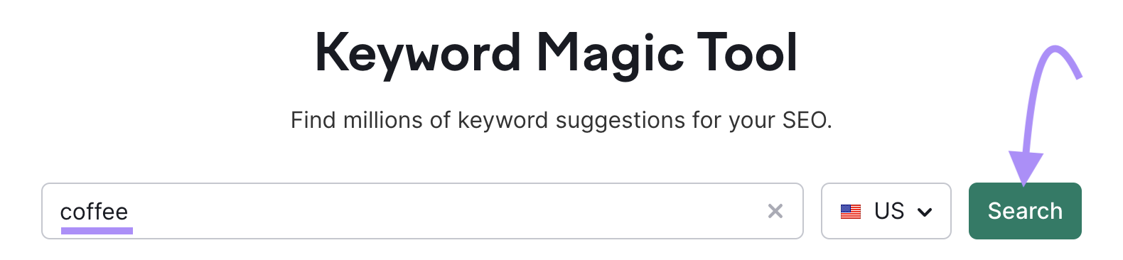 "coffee" entered into Keyword Magic Tool search bar