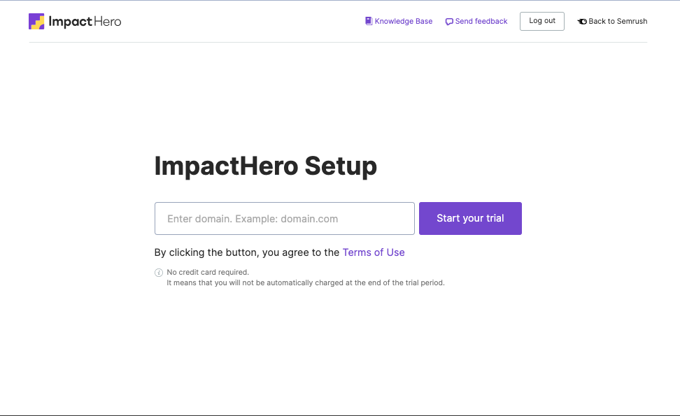 ImpactHero Setup page