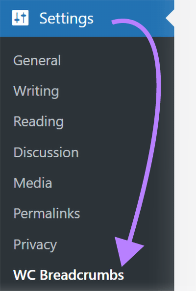 "WC Breadcrumbs" fastener  wrong   WordPress's navigation menu