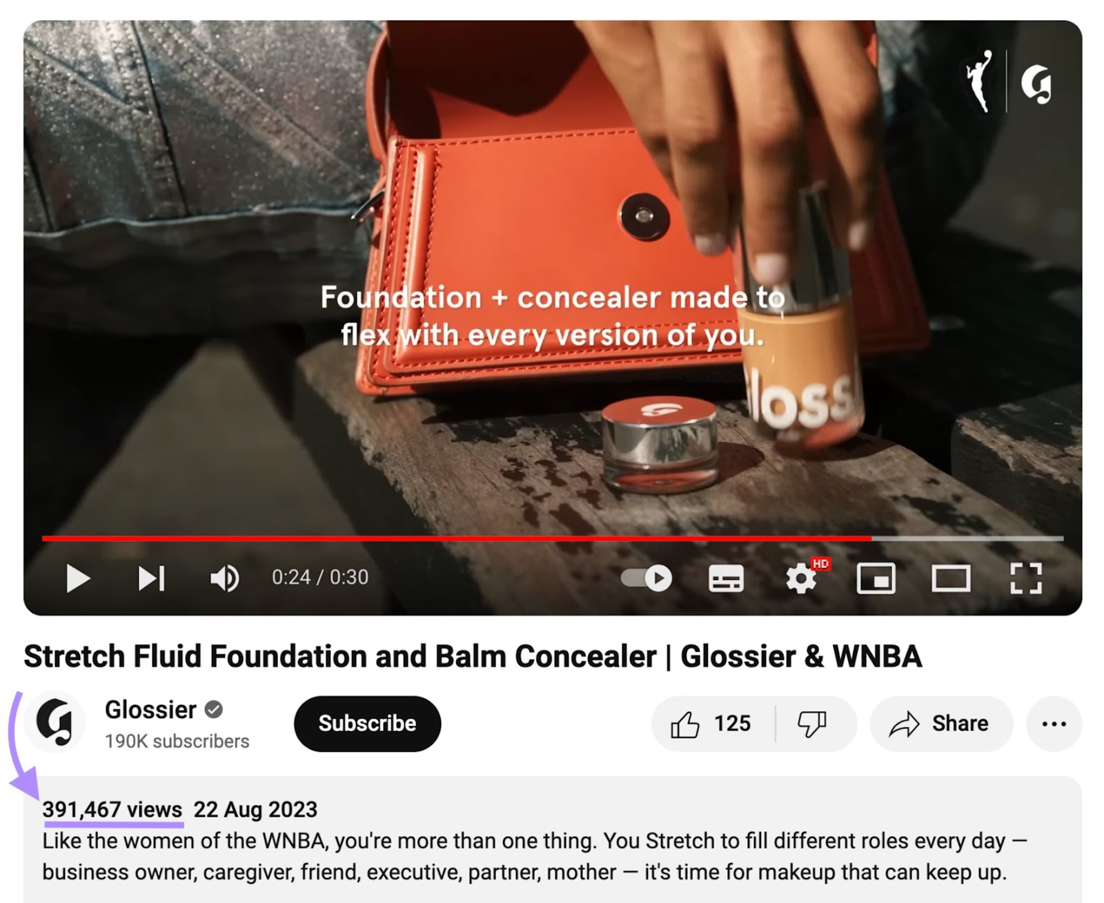 Glossier's video connected  YouTube promoting its instauration  and concealer