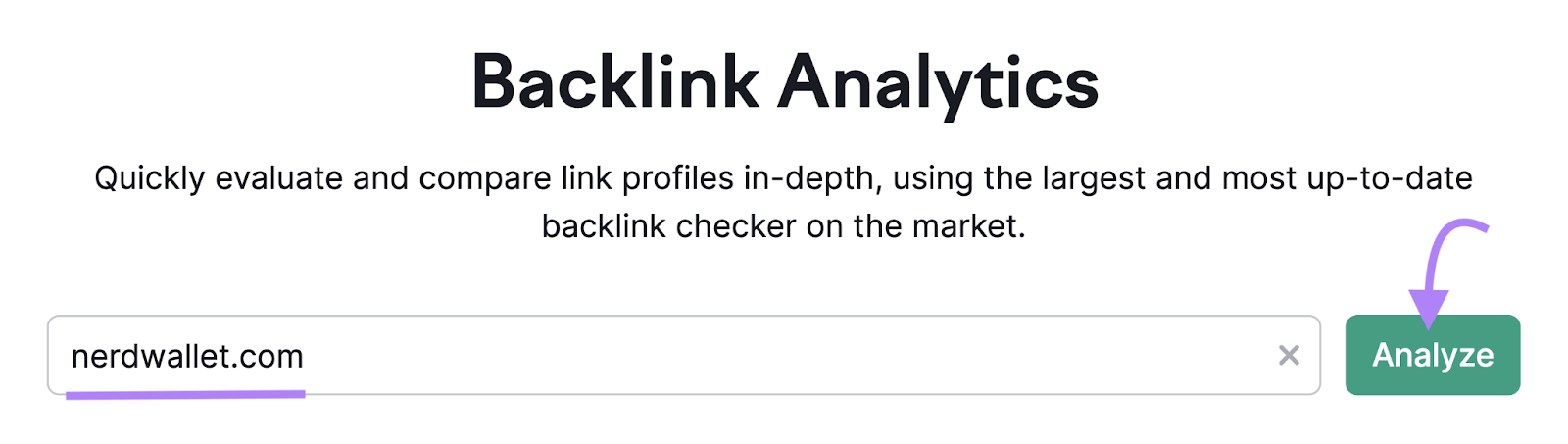 "nerdwallet.com" entered into the Backlink Analytics tool search bar