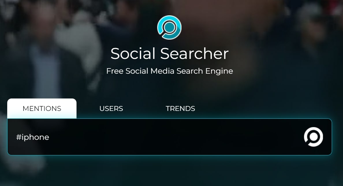 "iphone" entered into the Social Searcher search bar