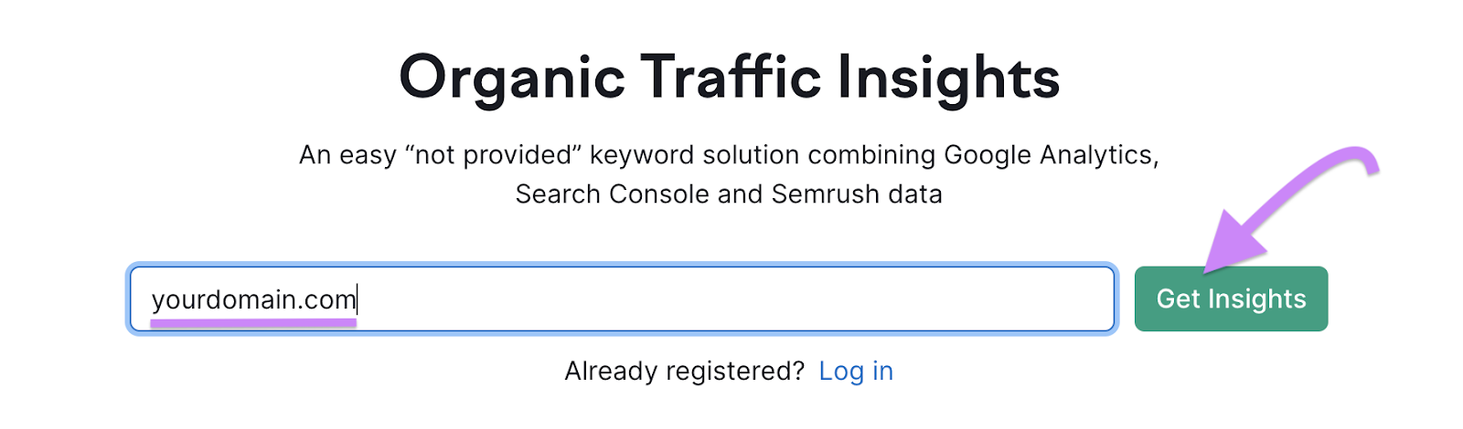 Organic Traffic Insights hunt  bar