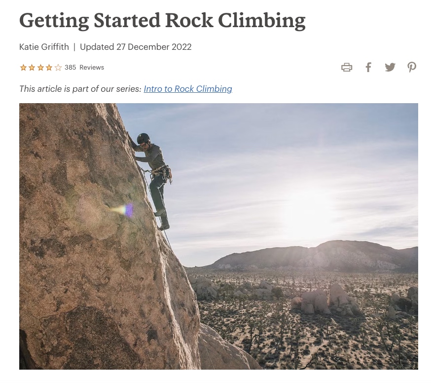 “Rock Climbing Basics: Getting Started” page by REI Expert Advice