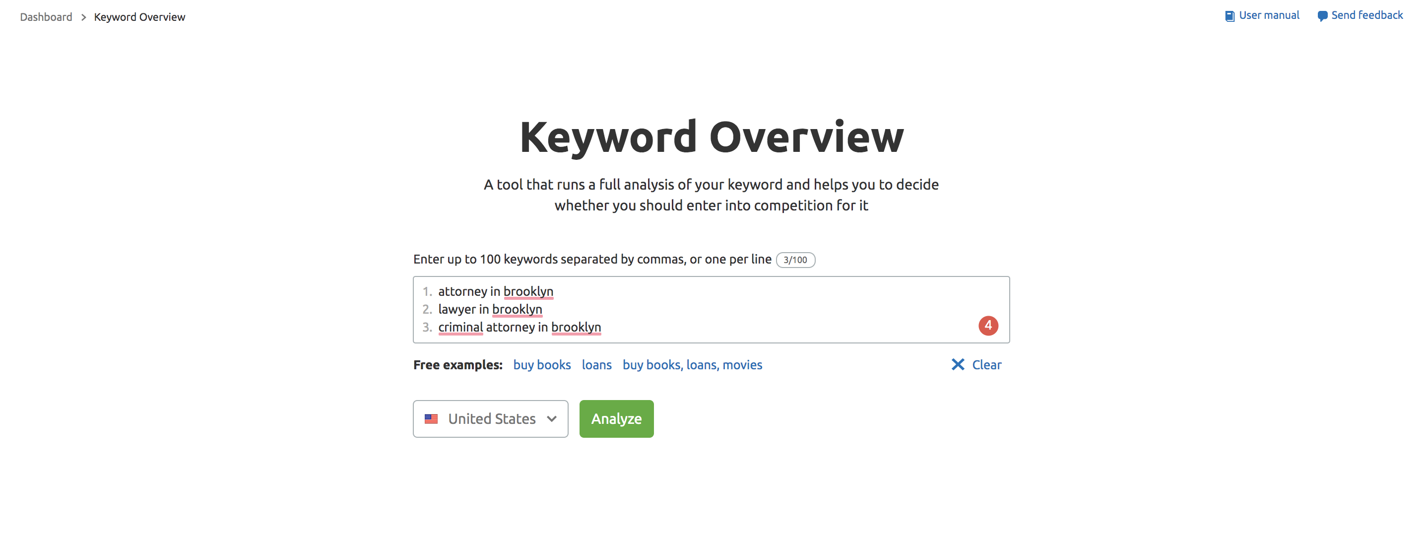 SEMrush Keyword Overview Tool Screenshot