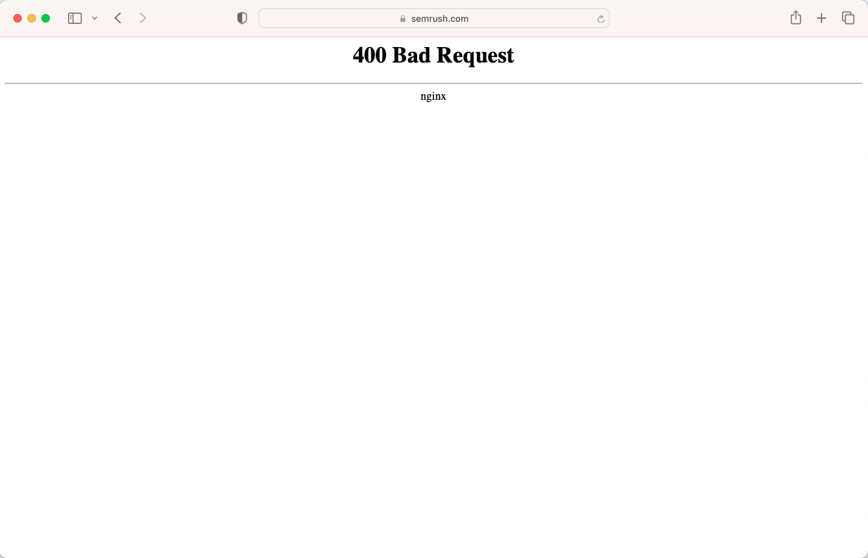 400 error code page in Safari