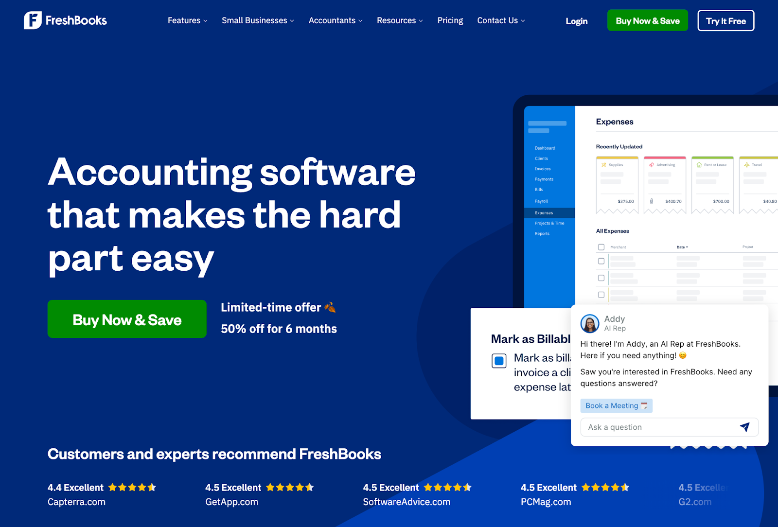 freshbooks homepage