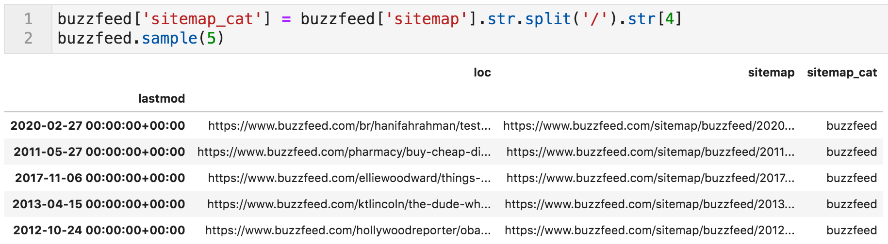 Extracting Sitemap categories using Python