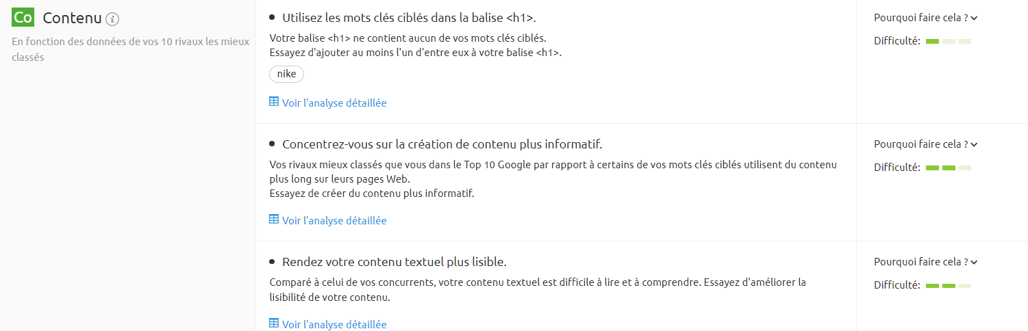 On Page SEO Checker, idées d'optimisation