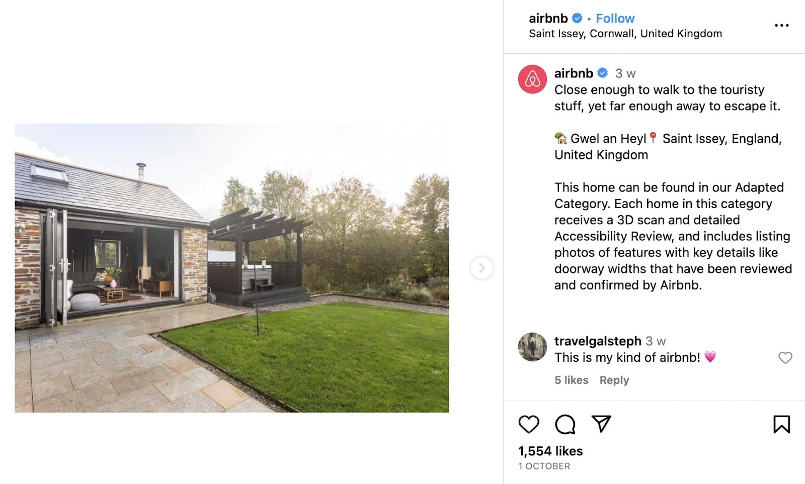 Airbnb’s home-shot Instagram post