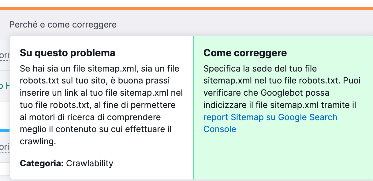 "Sitemap.xml non indicato in robots.txt"