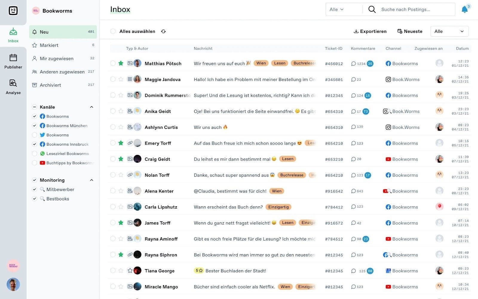 "Inbox" page in Swat.io