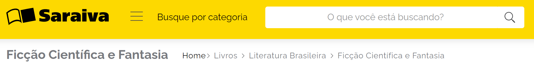 exemplo de breadcrumbs no site da saraiva