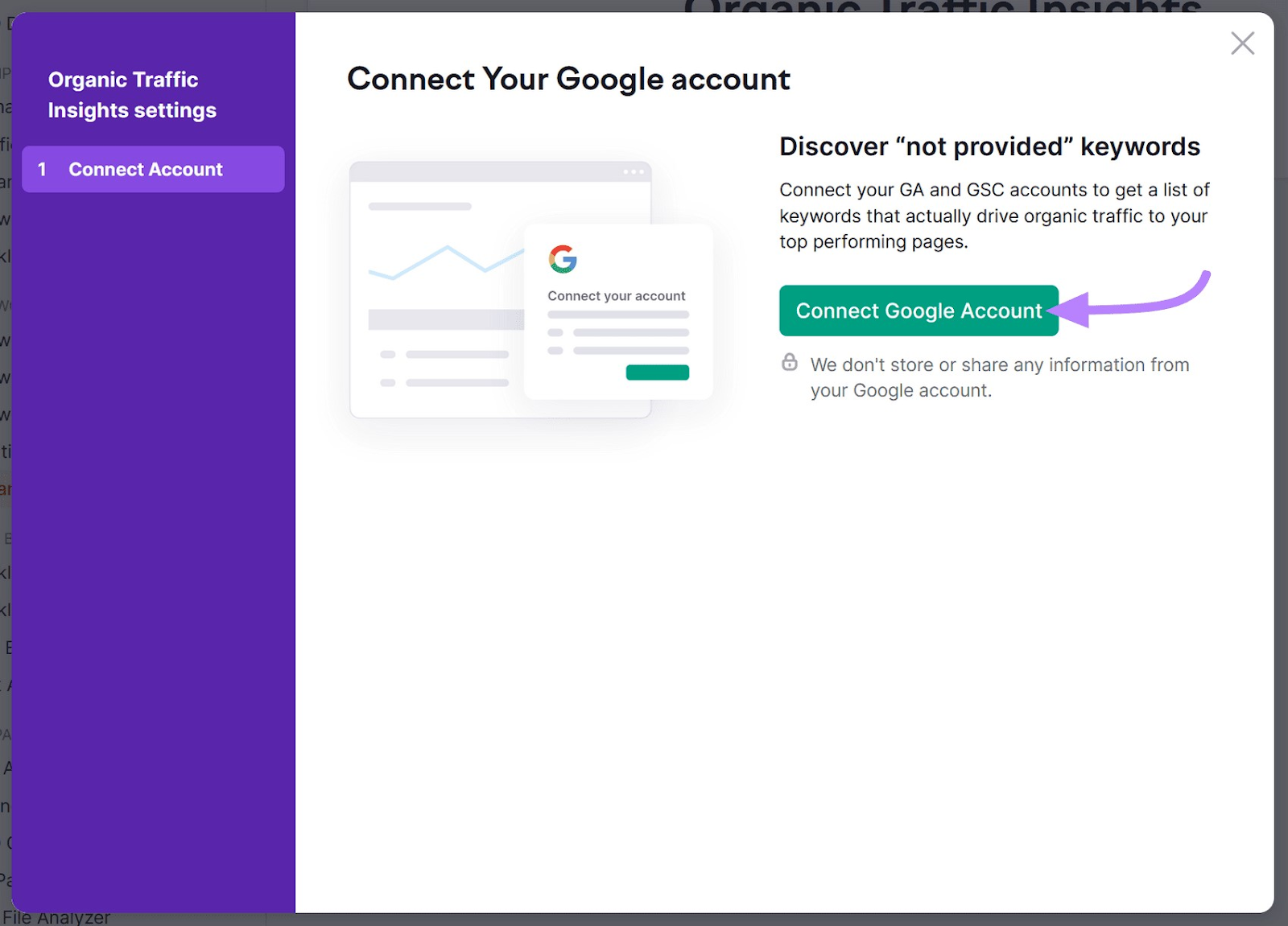 "Connect Your Google account" pop-up window