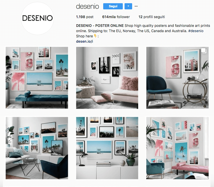 Desenio: pagina Instagram da seguire