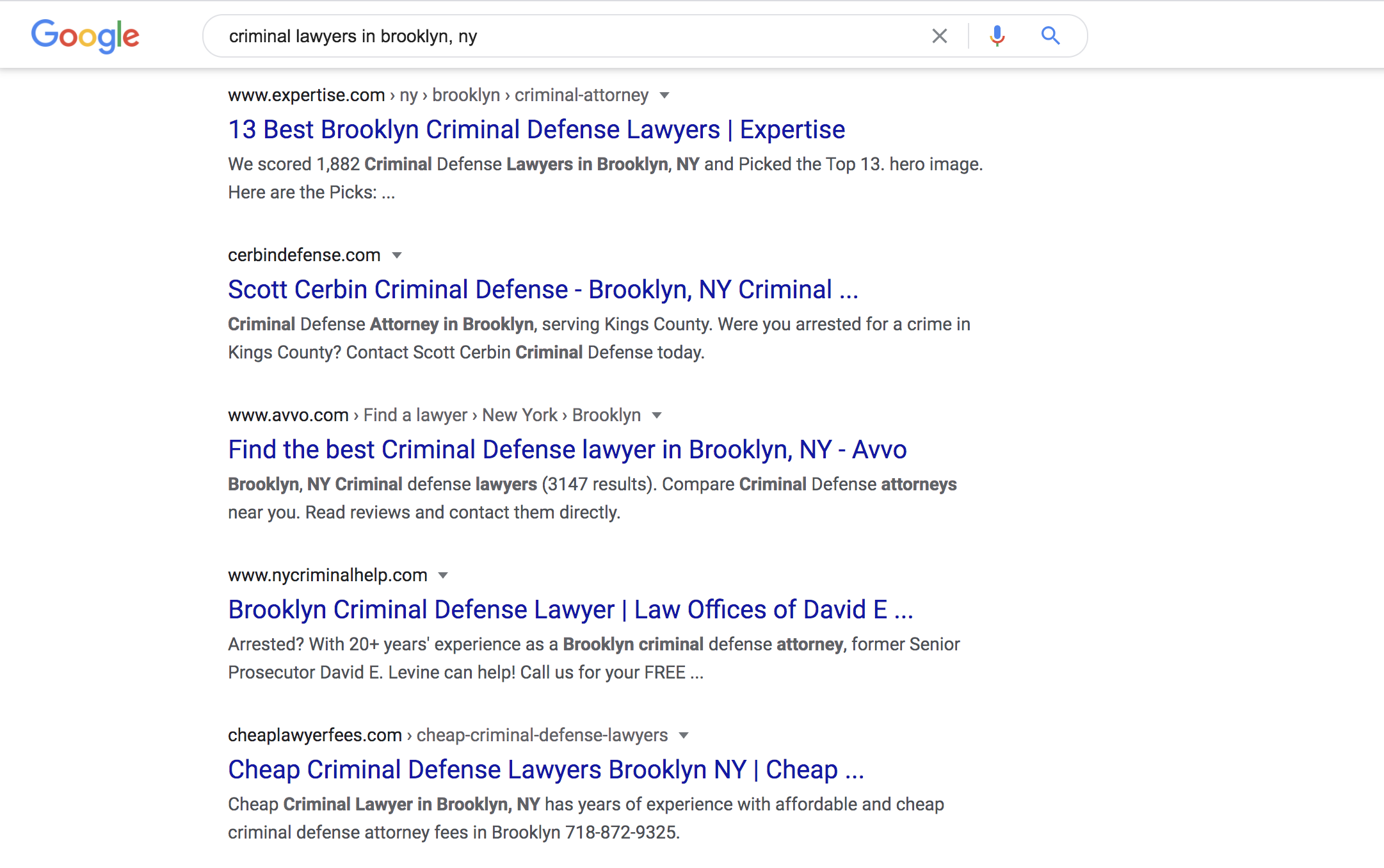 small business google search screenshot